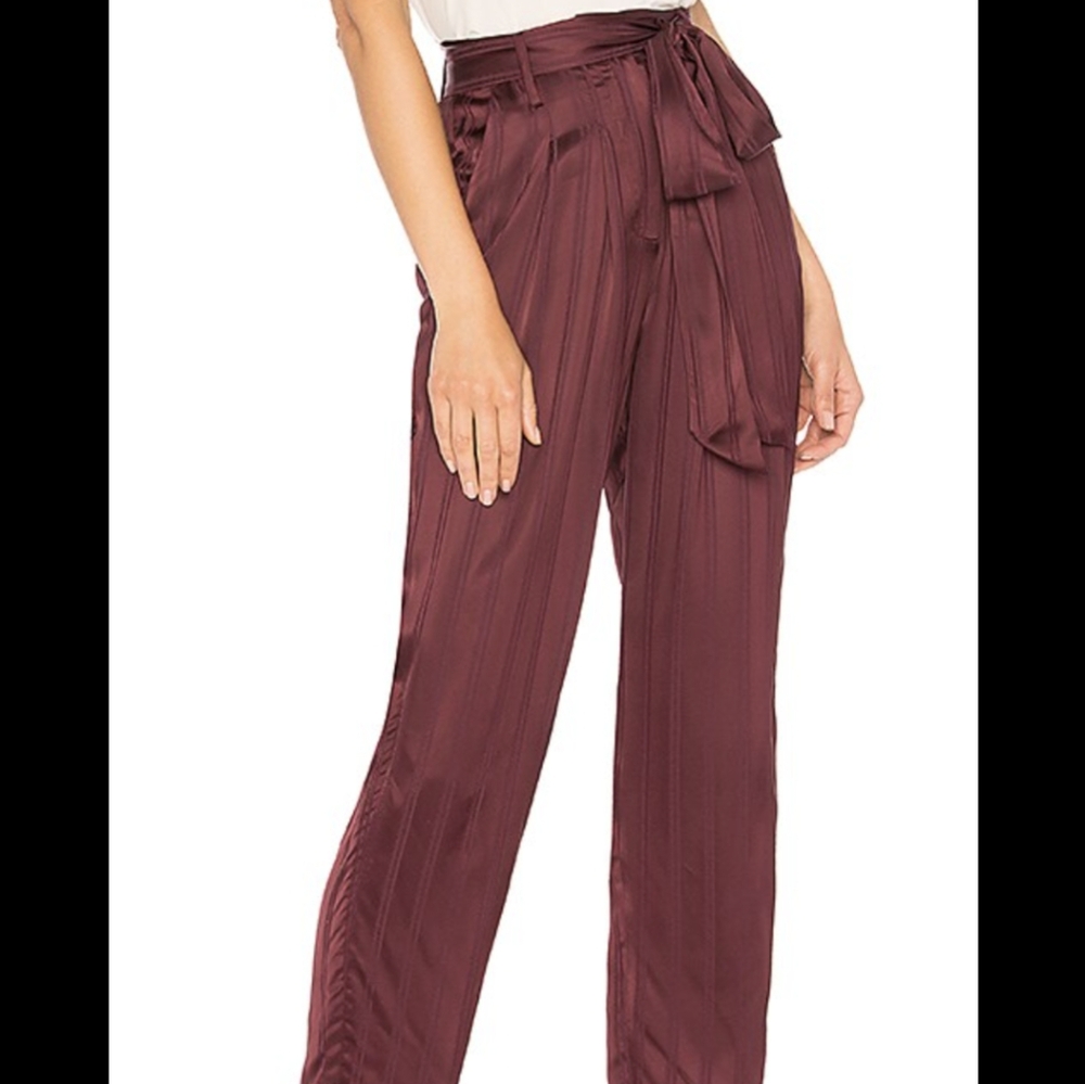 Amur Shay High Waisted Wide Leg Satin Pants XS Holiday Cocktail Party